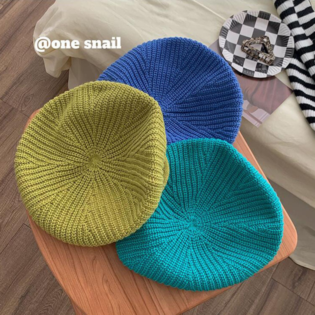 Autumn Winter Soft Knitted French Beret Women Female Solid Korean Knit Warm Berets Version Streetwear Painter Hat
