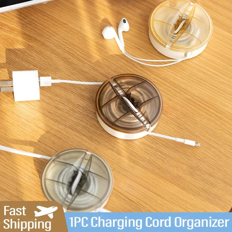 Organizador de cables de carga, organizador de cables Flexible de 4 colores, organizador de cables portátil retráctil para enrollador de cables de oficina en casa, 1 ud.