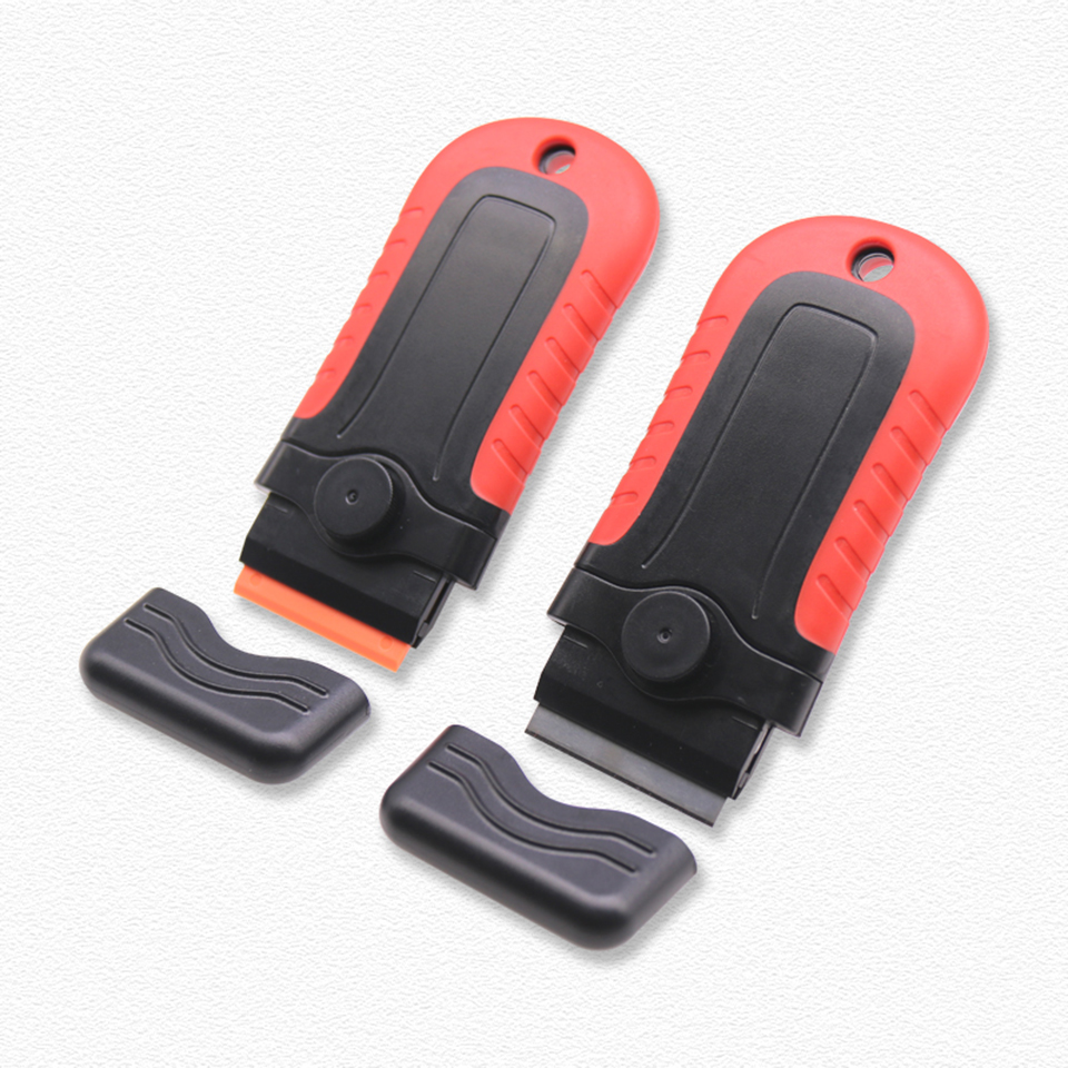 Razor Blade Scraper Plastic Razor Safety Scraper With 5 Blades for Auto Glass Cooktop Windows Red A162