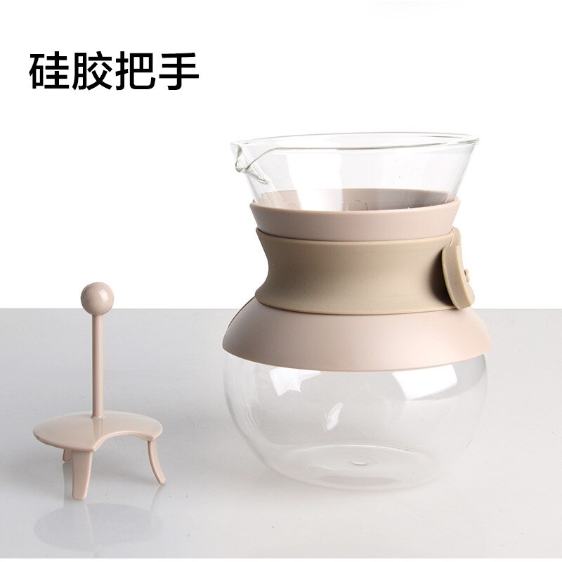 Household Heat-resistant Glass Coffee Sharing Pot Anti-scalding Drip Coffee Pot Hand-made Coffee Pot Set Cloud Pot: Silicone handle