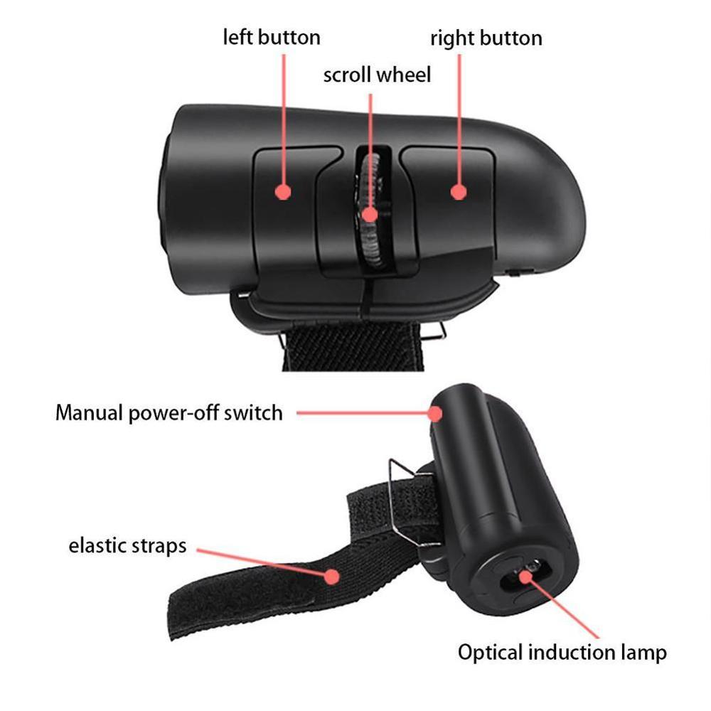 Portable Mini Finger Mouse 2.4GHz USB Wireless Optical Lazy Mouse 1200Dpi Desktop For PC Rings Finger Laptop U2V2