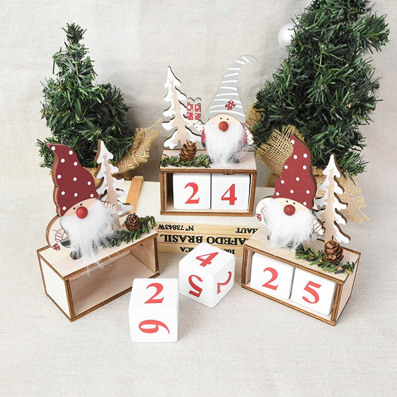Jul träkalender jultomten bordsprydnad adventskalenderår jul heminredning navidad