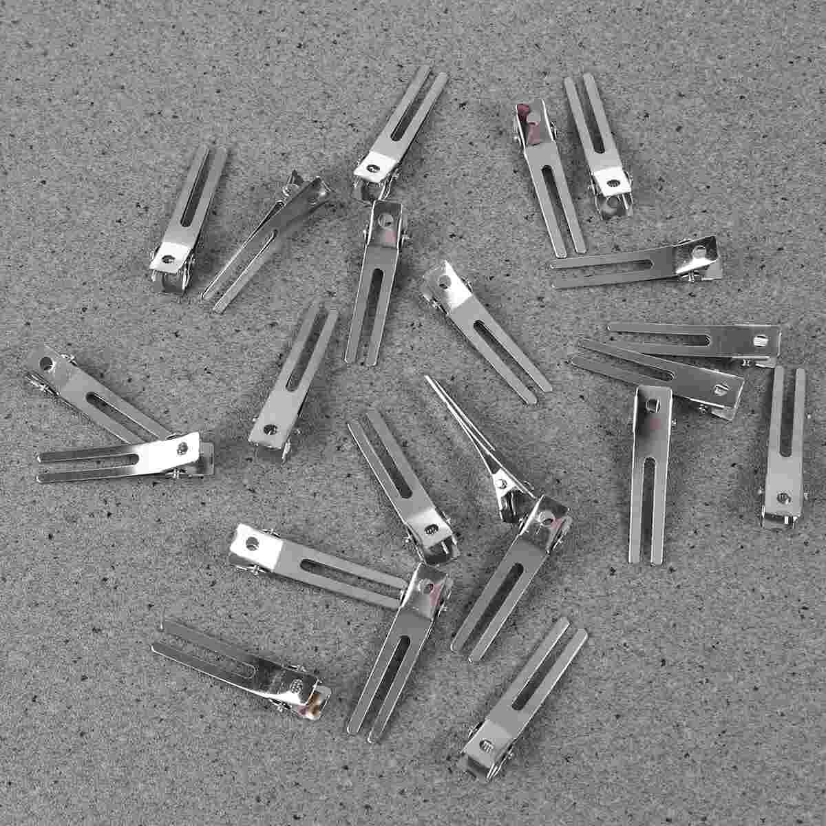 50pcs Silver Double Prong Alligator Hair Clips Metal Alligator Clips