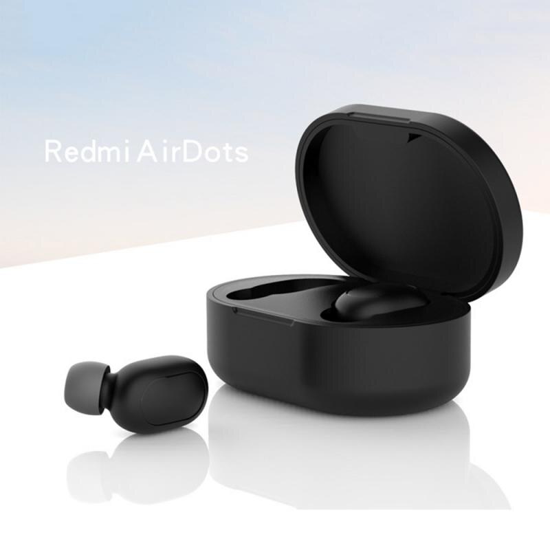 Silicone Cover Earphone Case suitable For Redmi Airdots Case comfortable For Redmi Airdots Mi True Wireless Earbuds Basic: Black