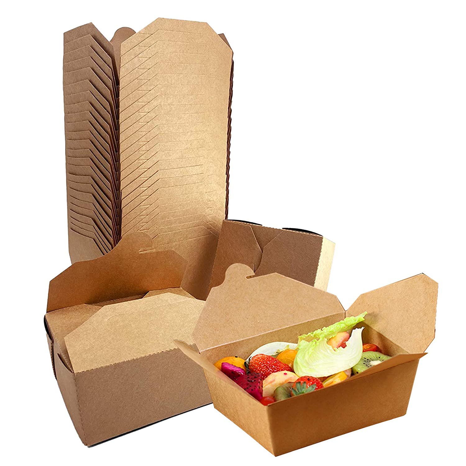 Nehmen Boxen Container Papier Mikrowellen Karton Lunchbox Einweg Kraft Braun zu Gehen Kasten Einweg 67,5 Unzen (25 Pack)