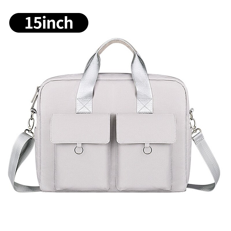 Unissex maleta à prova dunisex água náilon sacos do portátil ombro sólido crossbody saco bolsas de negócios documentos escritório saco de armazenamento xa776z: Silvergray 15.4inch