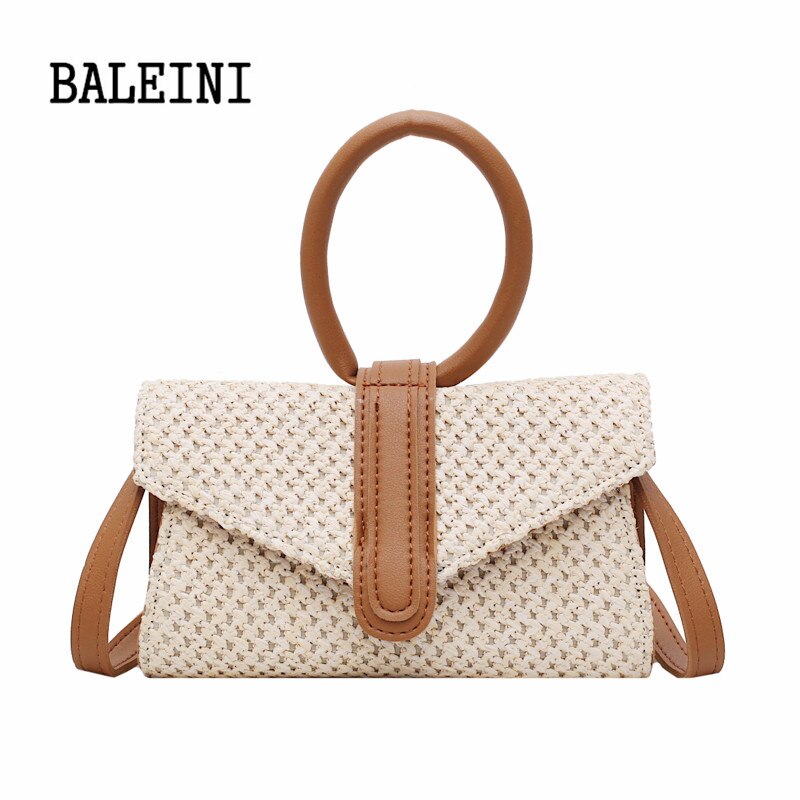 Baleini Beroemde Dames Geweven Breien Messenger Crossbody Tassen Zomer Bohemian Vrouwen Kwastje Stro Strand Schoudertas