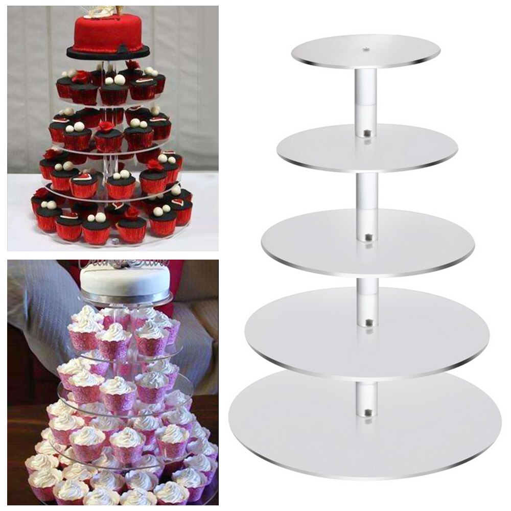 1 stk gennemsigtig aftagelig akryl kage display stander til fest rund cupcake holder bageware bryllup fødselsdag fest dekoration