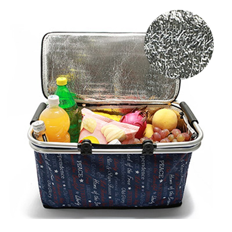 Large Size Insulated Picnic Basket Collapsible for Easy Storage - Take it Camping Family Vacations Keeps Food Cold