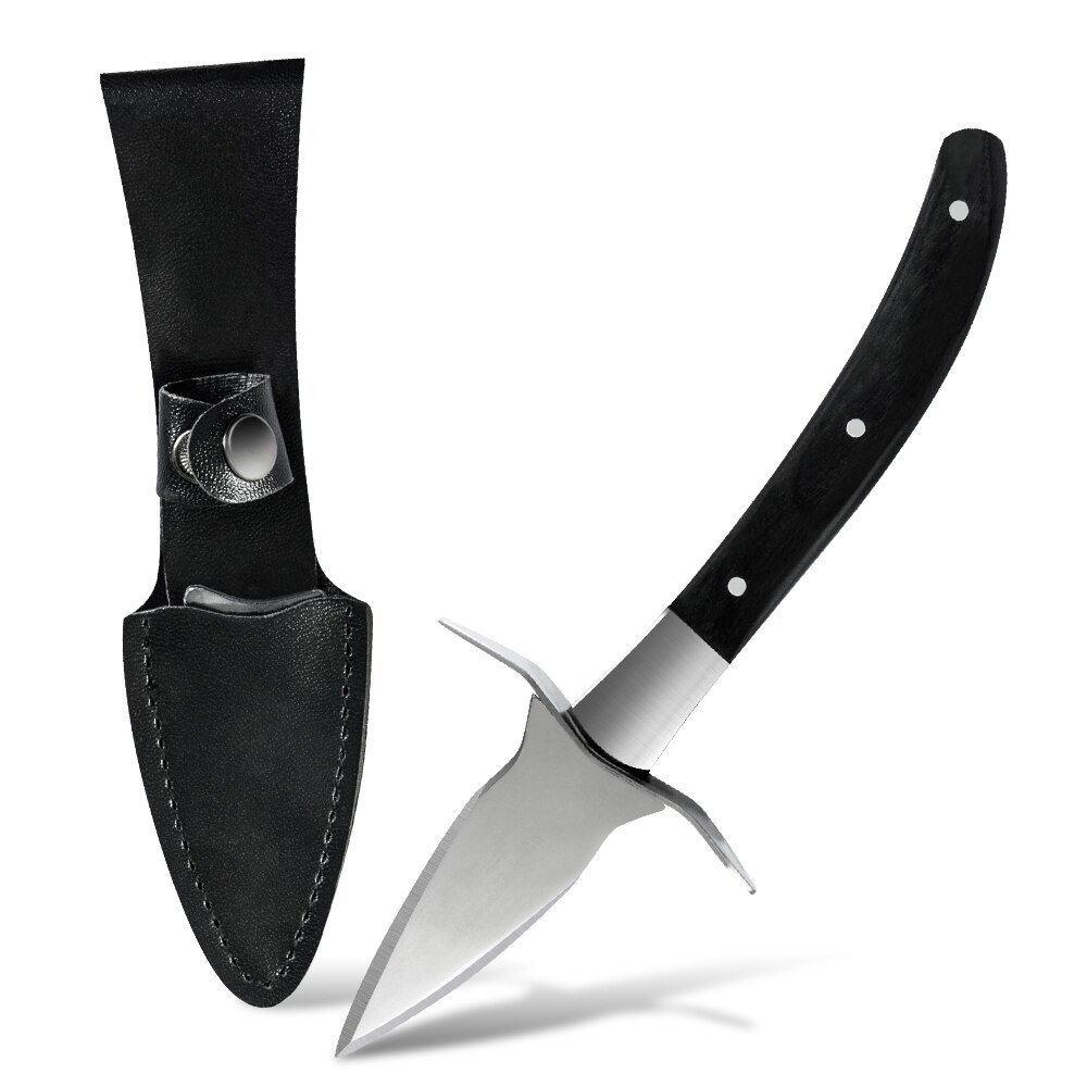 XYj Auster Messer einstellen Leder Messer Abdeckung Handschuhe Hülse Auster Öffnung Werkzeuge Messer Meeresfrüchte Multi Verwenden Stahl Hebeln Messer Schwarz braun: D.Schwarz
