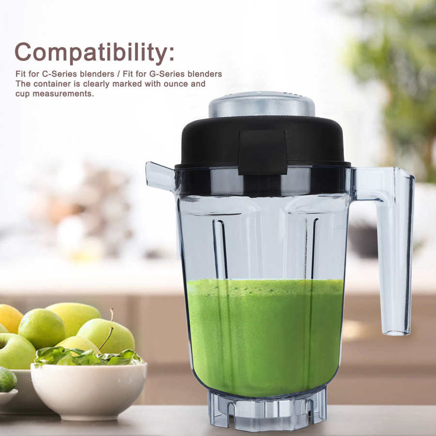 Transparent Food Mixing Blender Cup Container w/Blade Lid Replacement Accessories Fit for Vitamix Container 32oz Kitchen Blender