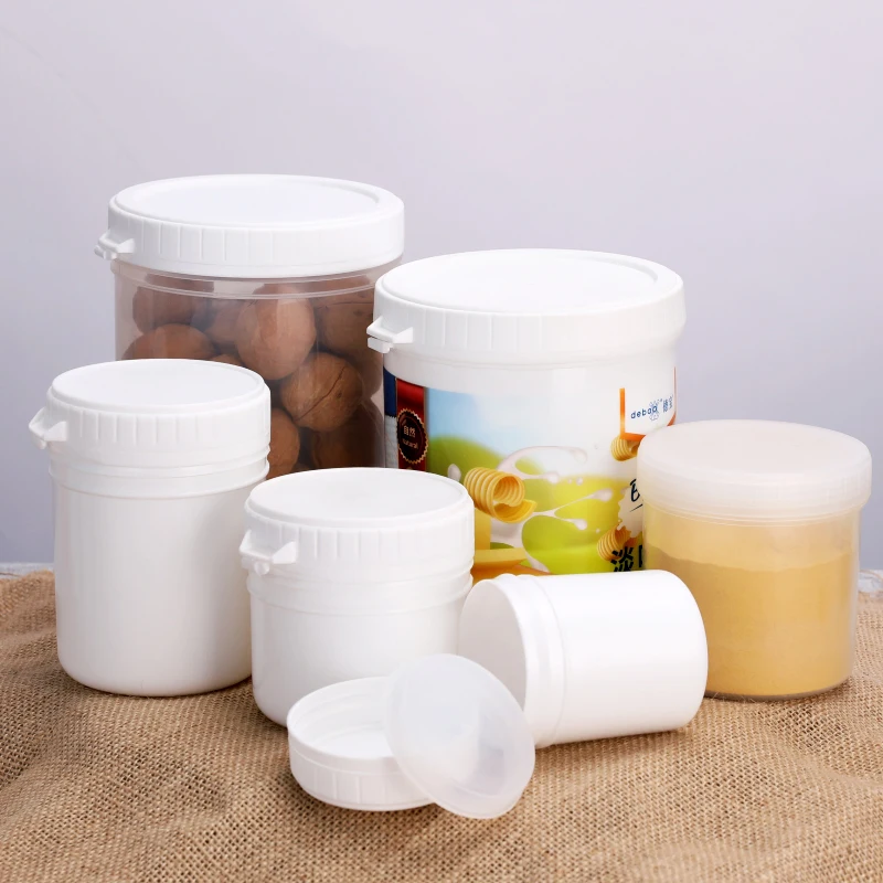 1000ml Wide Mouth plastic jar with inner and outer lid Food Grade HDPE Storage Container Leakproof Food Bottle