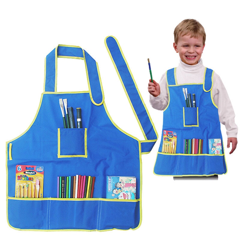 Multi function waterproof kids Apron for Children Apron With Pocket painting Child Pinafore Drawing Cooking Aprons Logo