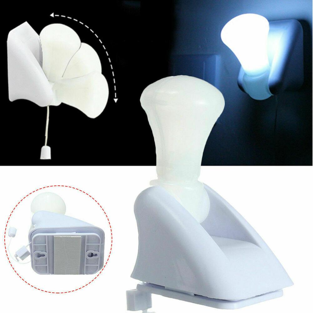 Op batterijen werkende led-nachtlamp met trekkoord, wandlamp, opsteekbaar, wit, draagbaar, handig, slaapkamerkastlamp