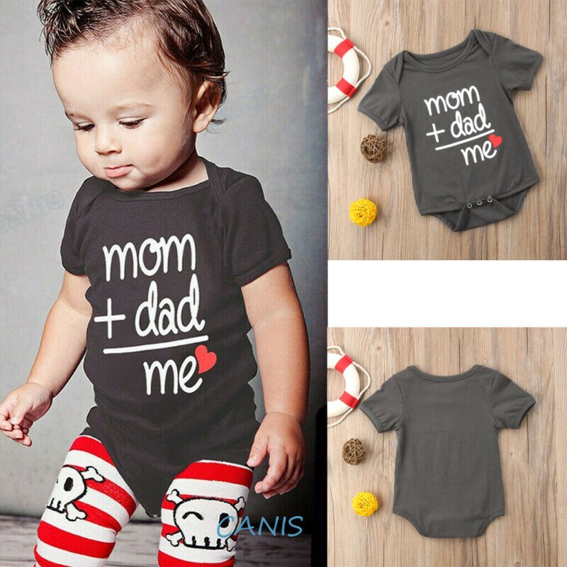 Kleinkind Baby Jungen Mädchen Papa + Mom Outfit Kostüm Romper Baumwolle Kleidung