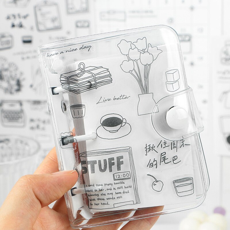 2 Sheets/pack Cute Black White Life Embrace Series Stickers Kawaii DIY Scrapbooking Diary PVC Deco Sticker Stationery Sticker