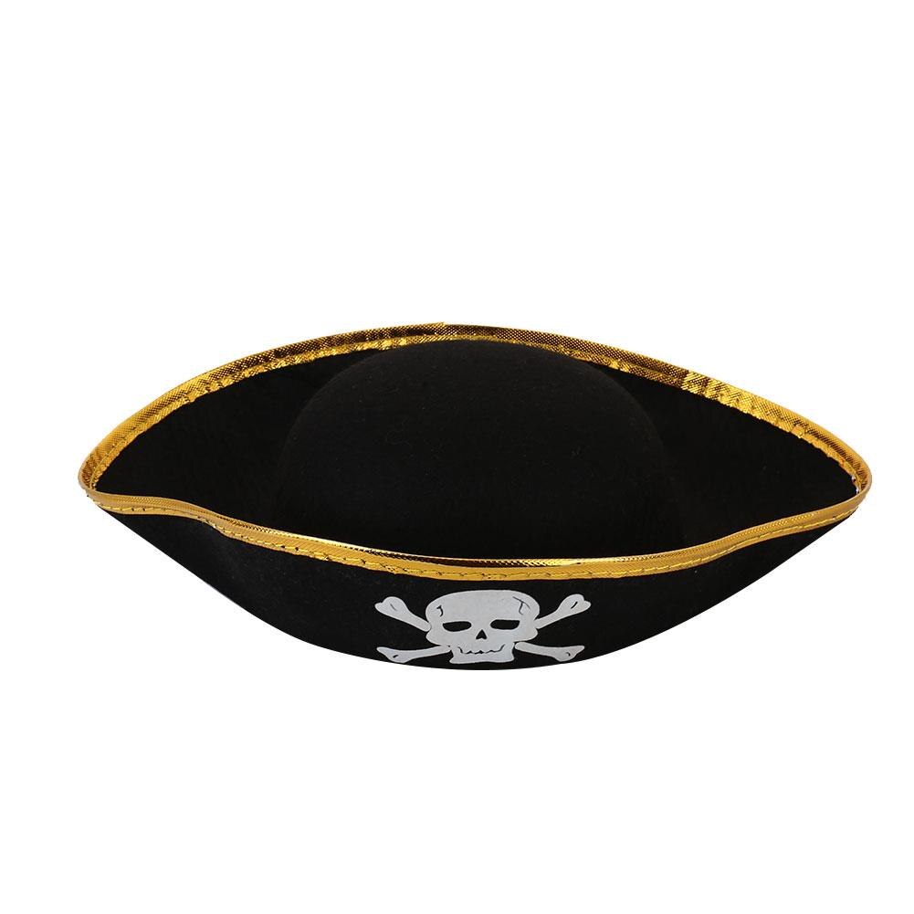Kjole kostume hat halloween pirat cap hat fancy adgang kaptajn mænd dressing cosplay kvinder fest pirat hat sort: Gylden hat