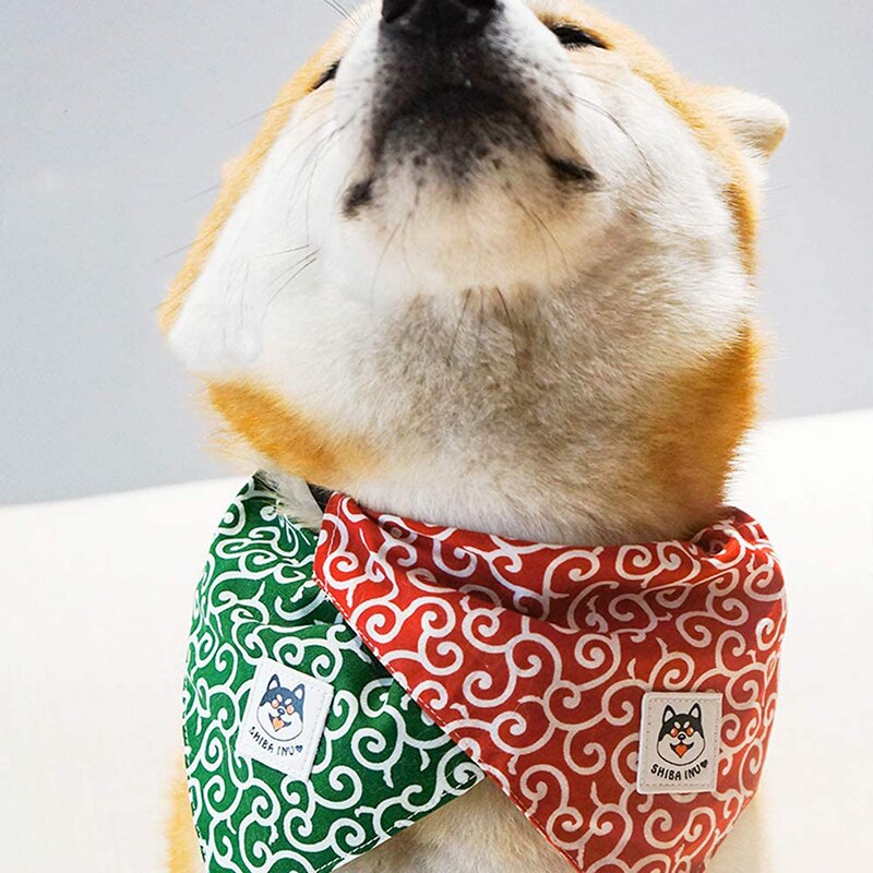 Tang – foulard triangle motif herbe Shiba, grand et petit chien, Akita, serviette, collier, ruban, écharpe de salive