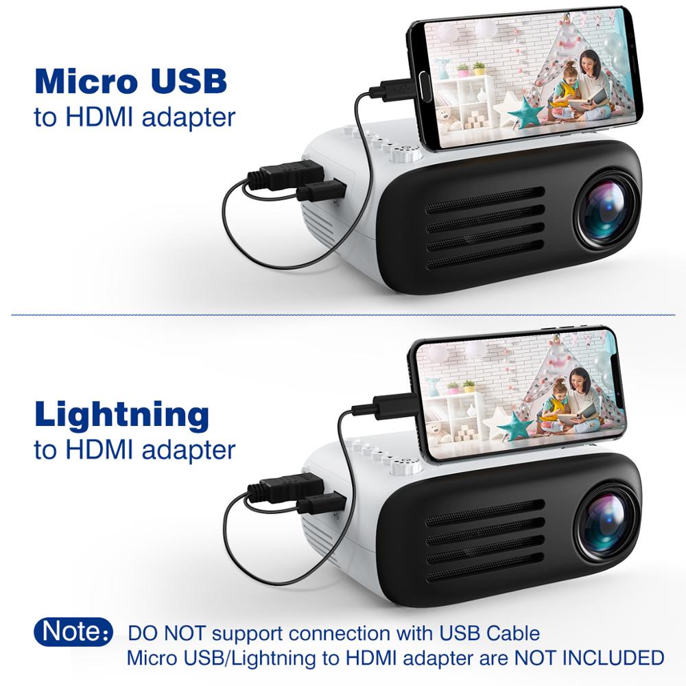 Exquizon YG200 LED proyector portátil 3,5mm 320x240 HDMI USB Mini YG320 PK YG300 proyector DE LA CASA reproductor de medios