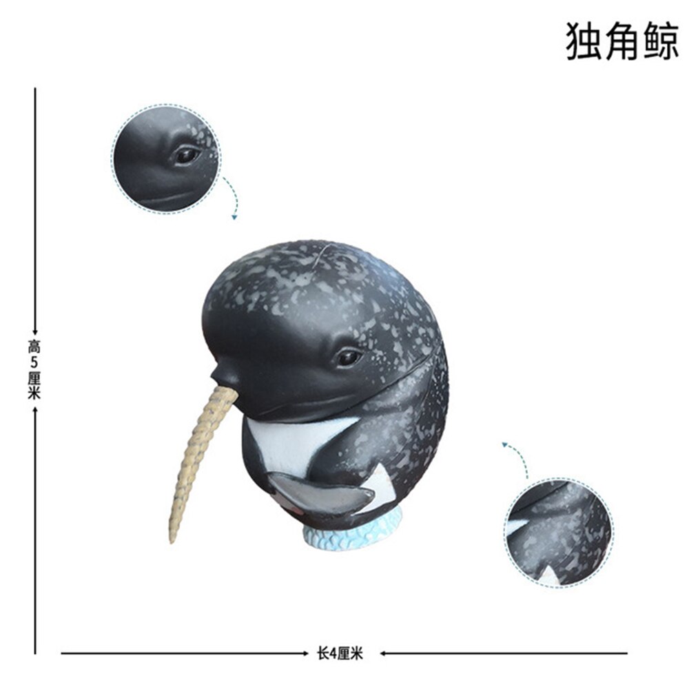 Lion Mandrill Hippo Elephant Penguin Dinosaur Tyrannosaurus Mosasaurus Triceratops Figure Animal Model Collector Decoration: Narwhal