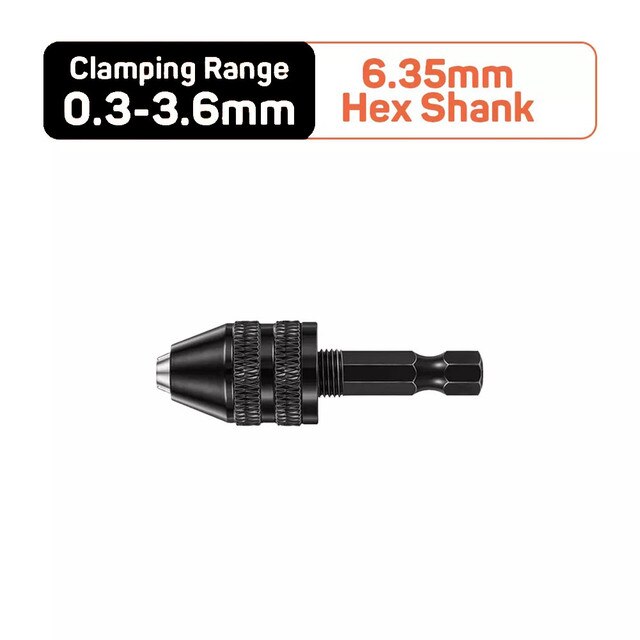 Mandrin de perceuse sans clé 0.3 – 6.5, Mini perceuse électrique auto-serrant, adaptateur de mandrin, fixation à pince, tige hexagonale de 1/4 pouces, convertisseur à changement rapide