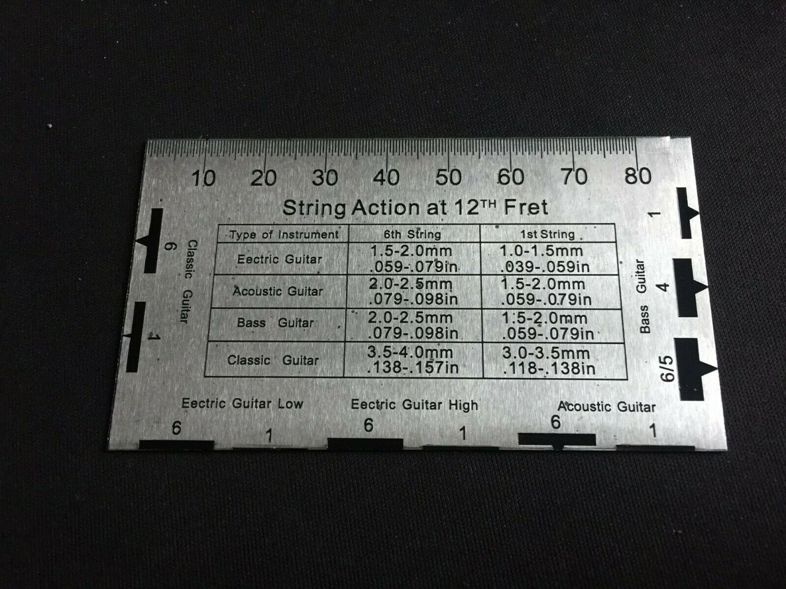 Guitar String Action Gauge Ruler Guide Setup Bass Luthier Measuring Tool Ruler