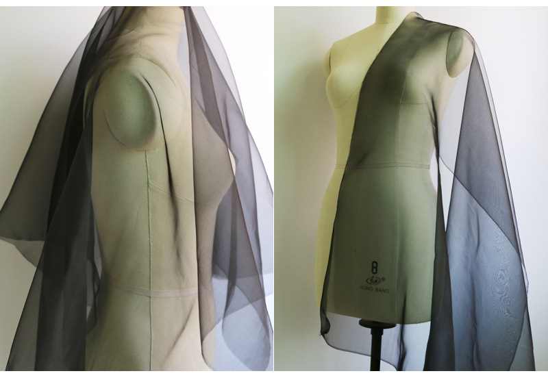 Tela de Organza de seda pura negra, velo transparente, decoración de ropa de boda, yashmak, 50x108cm