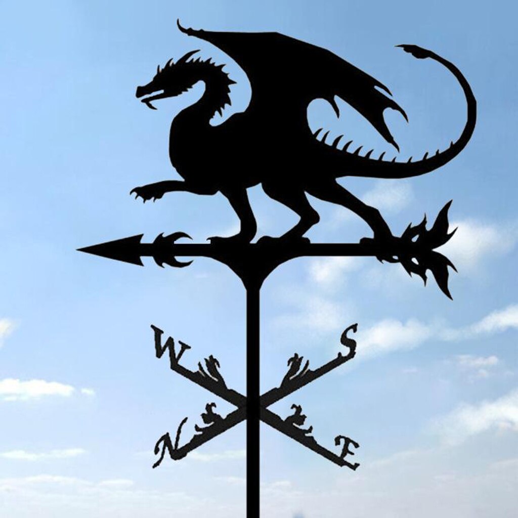 Stainless Steel Black Weathervane Weather Vane Yard Barn Stake 20inch Tall: Dragon