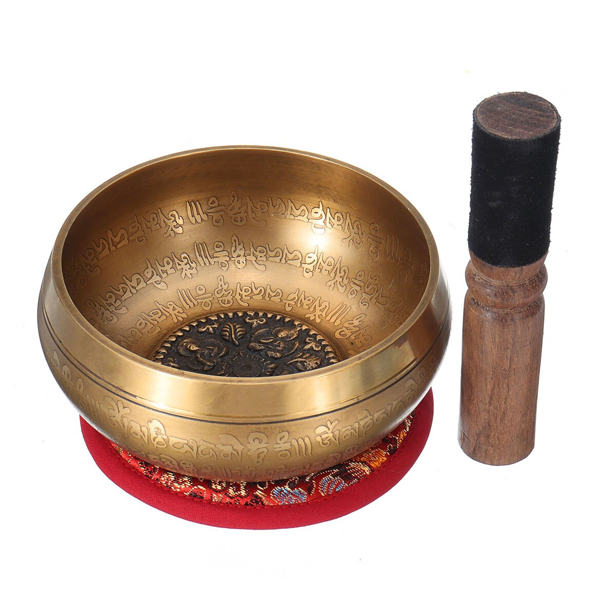 Nepalese Buddhist Chanting Copper Bowl Tibetan Meditation Singing Bowl Buddhist Sound Therapy Bowl Mallet Mat Handmade Carft