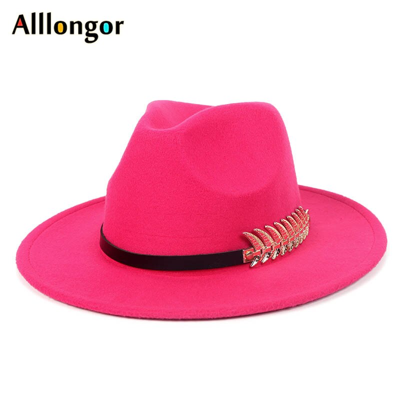 thumbnail image 2 of Women's Trilby Fedora Hat – Cotton Felt Wide Brim Vintage Jazz Cap With Belt 2 of 5