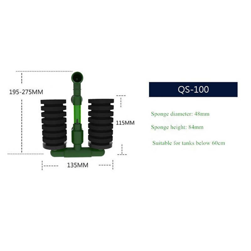 Bio Sponge Aquarium Filter Breeding Fry Betta Shrimp Nano Fish tank Aquarium PTSP: QS-100