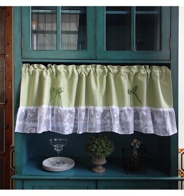 Rideau en dentelle avec nœud en 3 couleurs, 110x45cm, pour la cuisine, demi-fenêtre, rustique, panneau court, style café: B