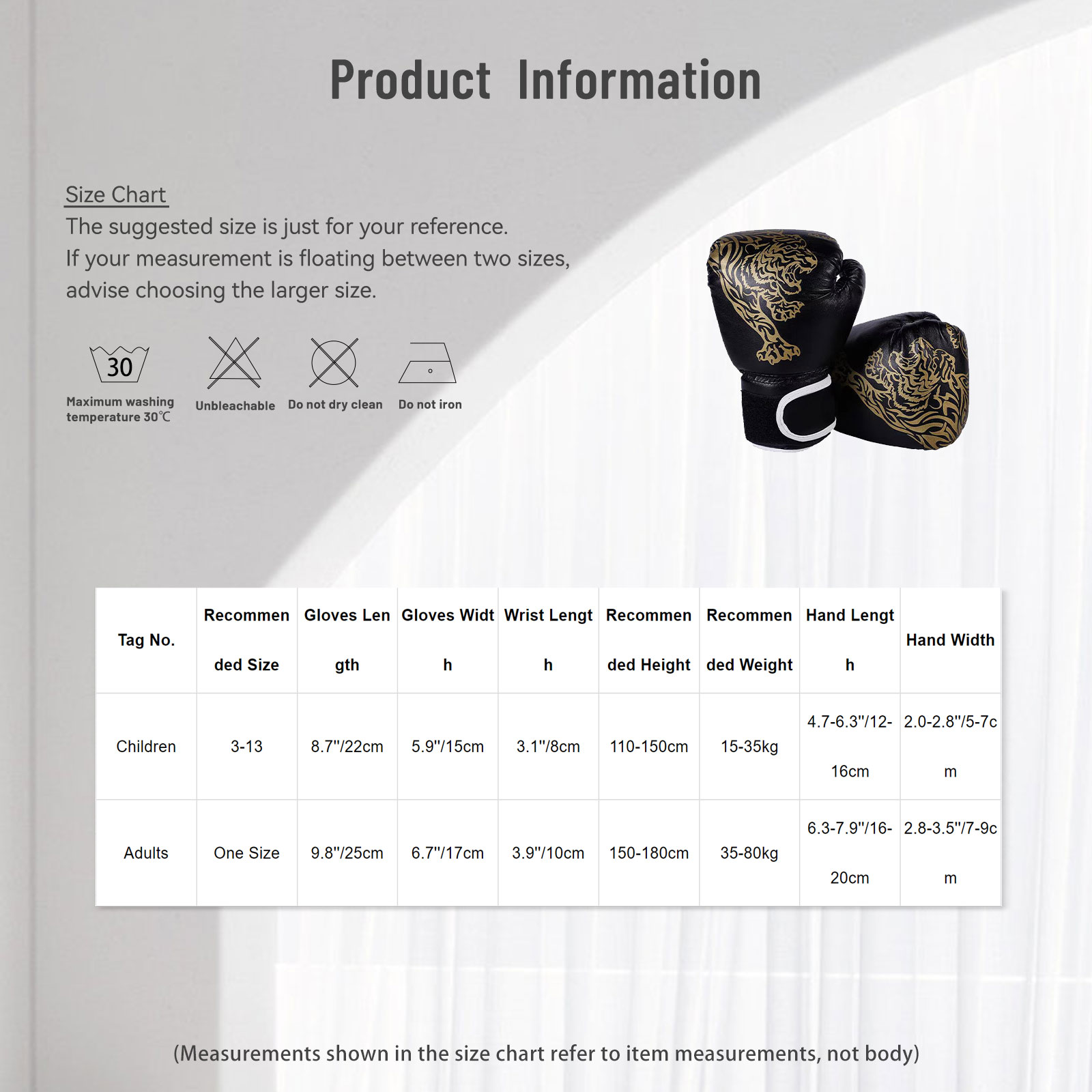 1 Pair Boxing gloves Unisex Children Adults Tiger Printed Boxer Gloves Heavy Punching Bag Gloves for Boxing Kickboxing Training