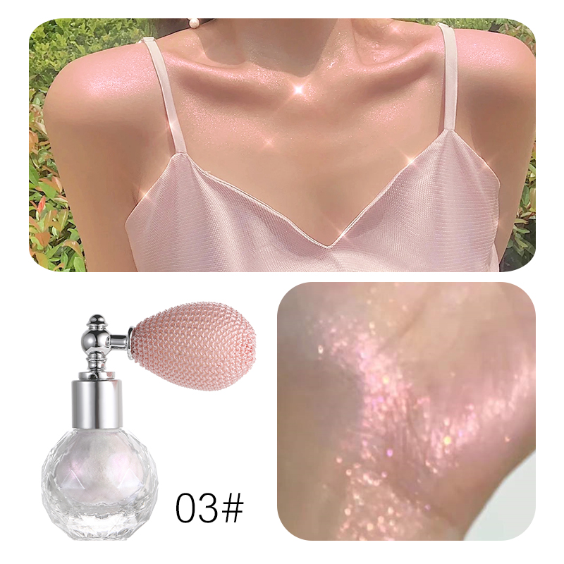 Shiny Glitter Body Powder Highlighter Spray with High Gloss Shine and Sparkle, Suitable for Face and Body Makeup Highlighter: Chocolate
