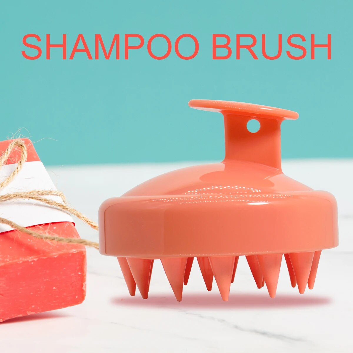 Champú de silicona, masajeador de pelo para el cuero cabelludo, cepillo para masaje del cuero cabelludo y la cabeza, cepillo para masaje del cuero cabelludo, peine, mango mágico, cepillo para masaje de Spa: Rojo rosado