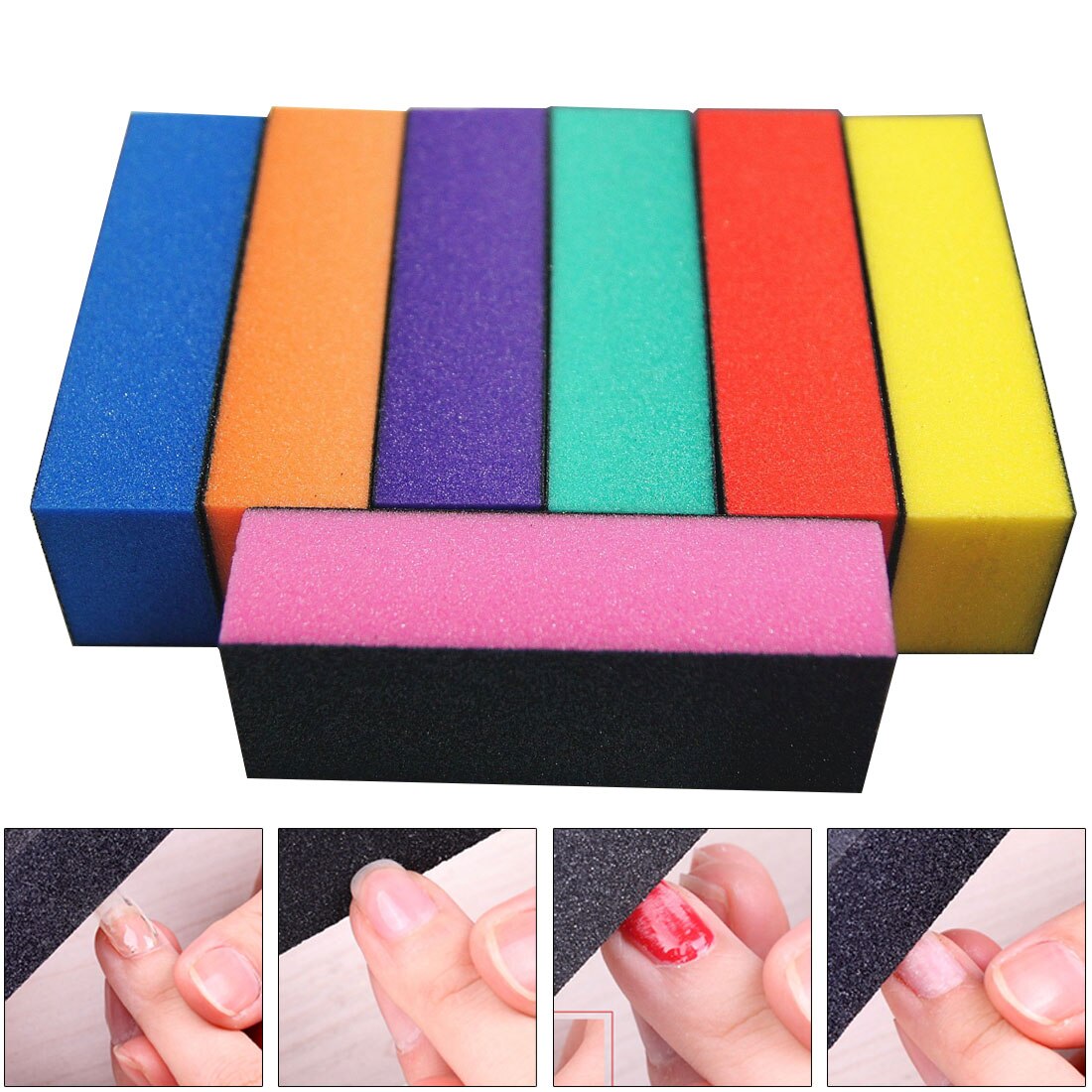 Meerkleurige driezijdige korrel hoge kogel zwarte schuurbuffer nagelvijl polijsten schuren nagelgereedschap polijsten kunst