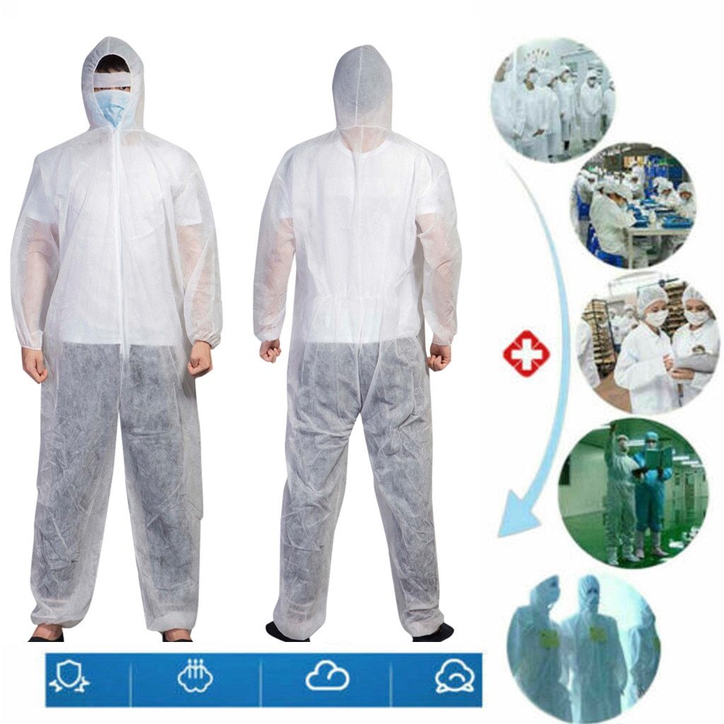 Disposable Protection Gown Dust Spray Suit Siamese Non-woven Dust-proof Anti Splash Clothing Safely Clothes In Stock#E30