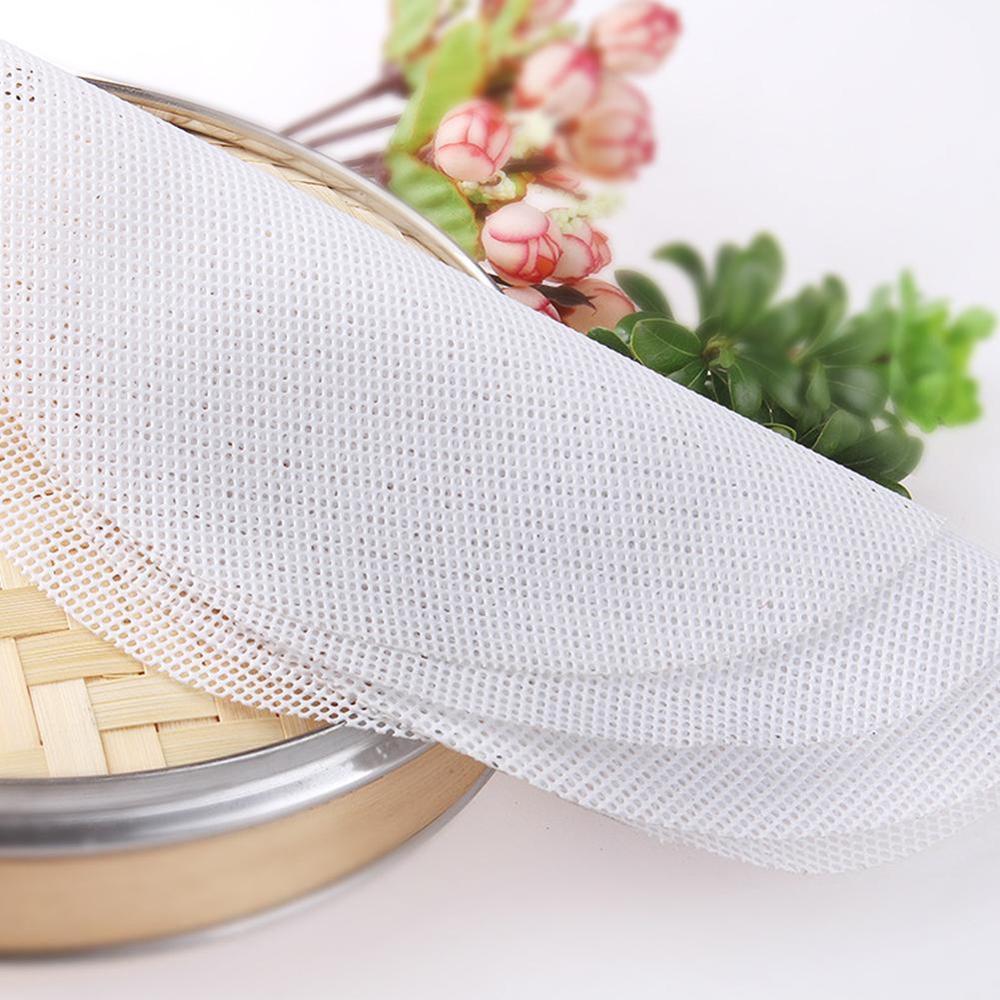 Round Non-Stick Silicone Steamer Pad White Dim Sum Paper Home Restaurant Steamers Mat Kitchen Cooking Tools