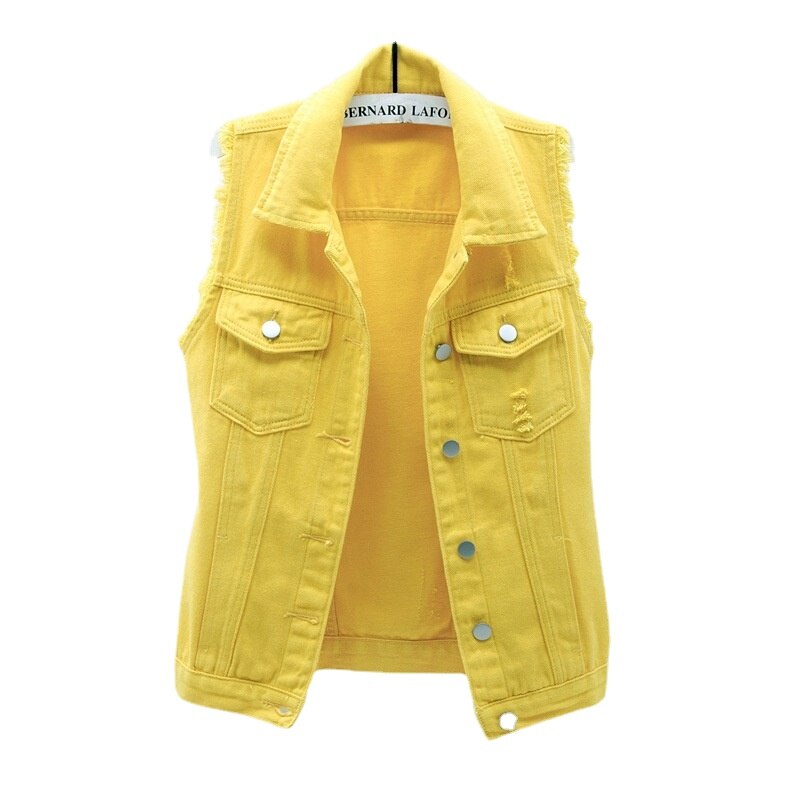 Lila ärmellose Jeansjacke Damen Sommermode einreihige Jeansweste Mantel Vintage passende Jeanswesten Indie Weste