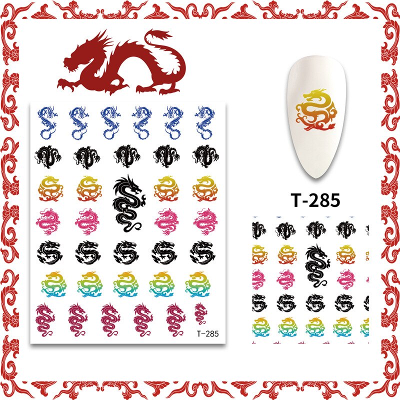 Chinese Dragon Nail Art Stickers Punk Nail Decals Waterproof Nail Decoration Colorful Dragon Element Nail Accesories For Nails: 08