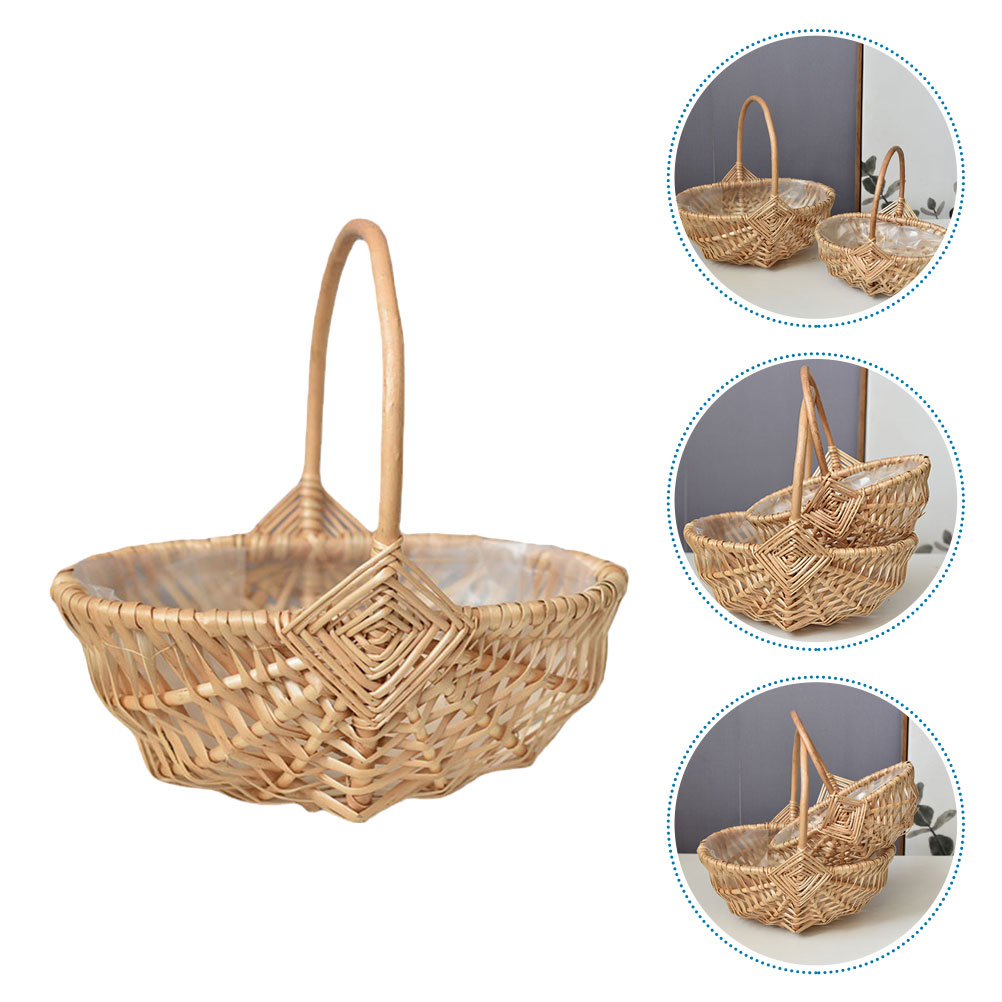 Decorative Flower Basket Portable Wicker Basket Flower Shop Packaging Basket