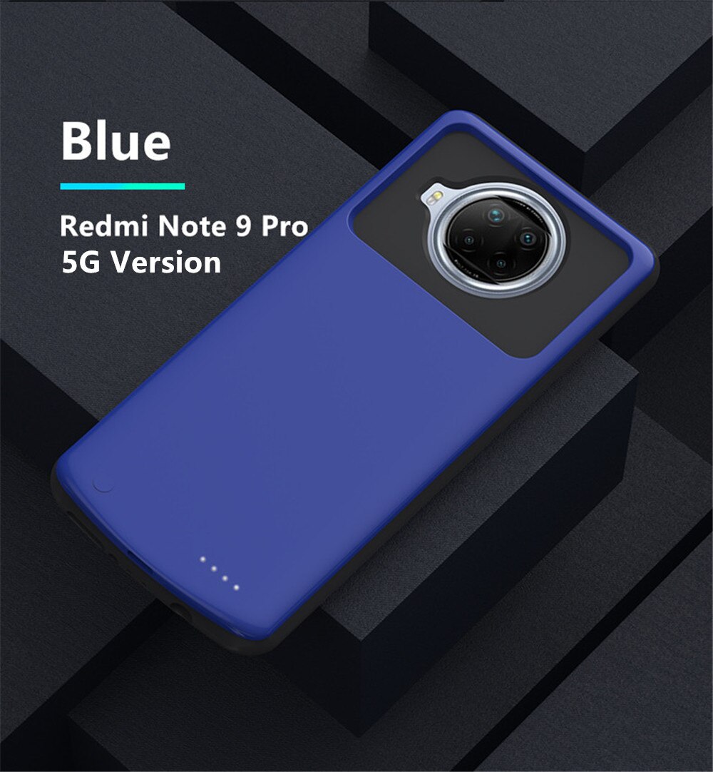 Battery Charger Case Voor Xiaomi Redmi Note 9 Pro 5G Powerbank Case 6800Mah Externe Opladen Cover Voor Redmi note 9 Batterij Case: Note 9 Pro 5G Blue