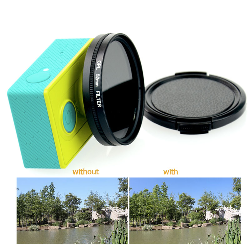 Tekcam action camera 52mm CPL lens Filter Circular Polarizing Filter For Xiaomi yi/yi 4k/xiaomi yi 4k plus camera Lens Protector