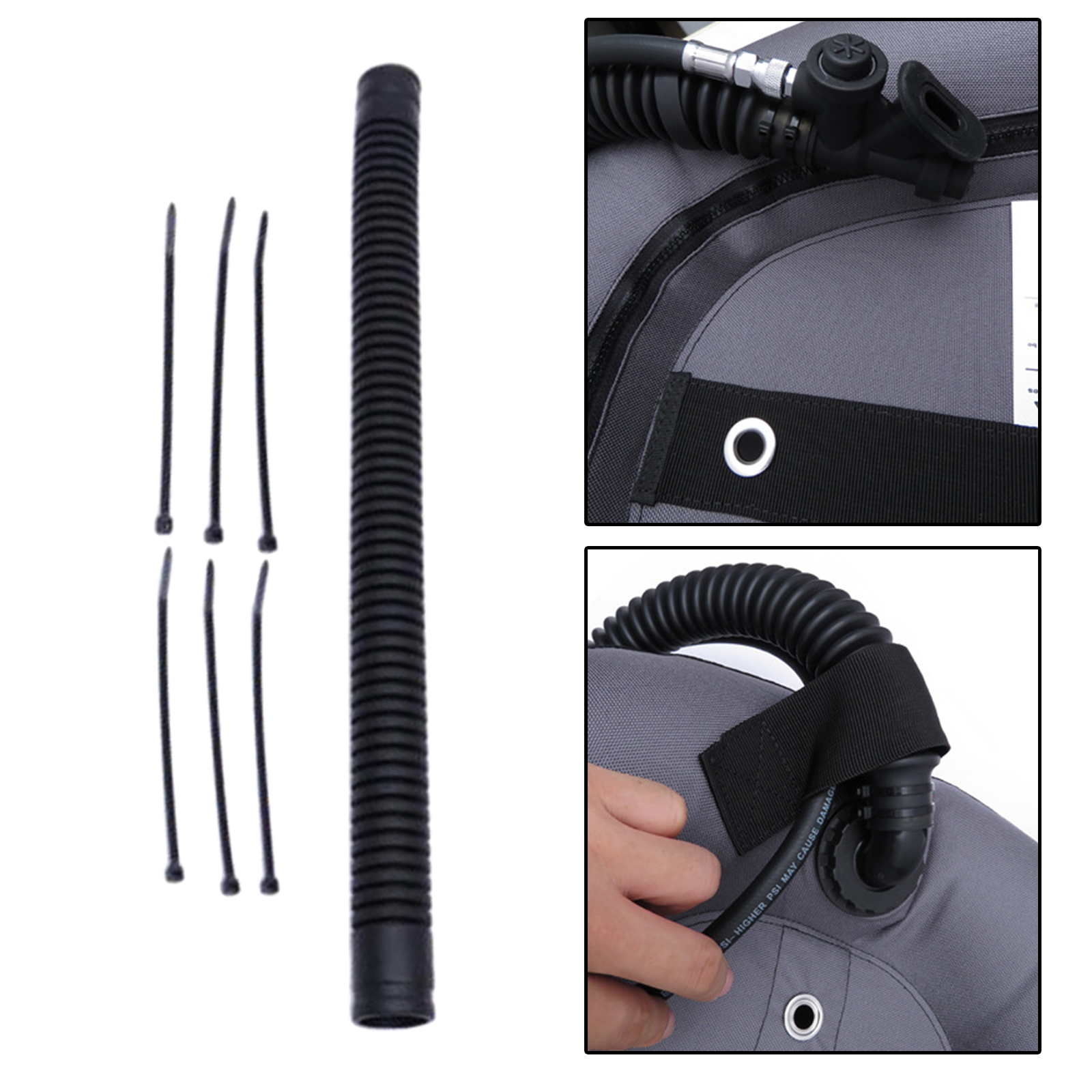 BCD Inflator Hose Durable Corrugated BC Airway Hoses 12/14''/16' Diver Pipe