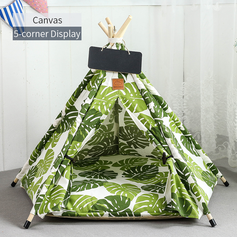 Tienda tipi para mascotas para gatos y perros, casa para perros lavable y extraíble portátil, casa para cachorros de interior con cojín y pizarra para gatos: S / Plata