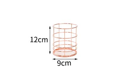 1pcs Rose Gold Metal Pen Holder Box Case desk organizer Home Desk Stationery Decor Office School Desk Accessories Supplies: 03