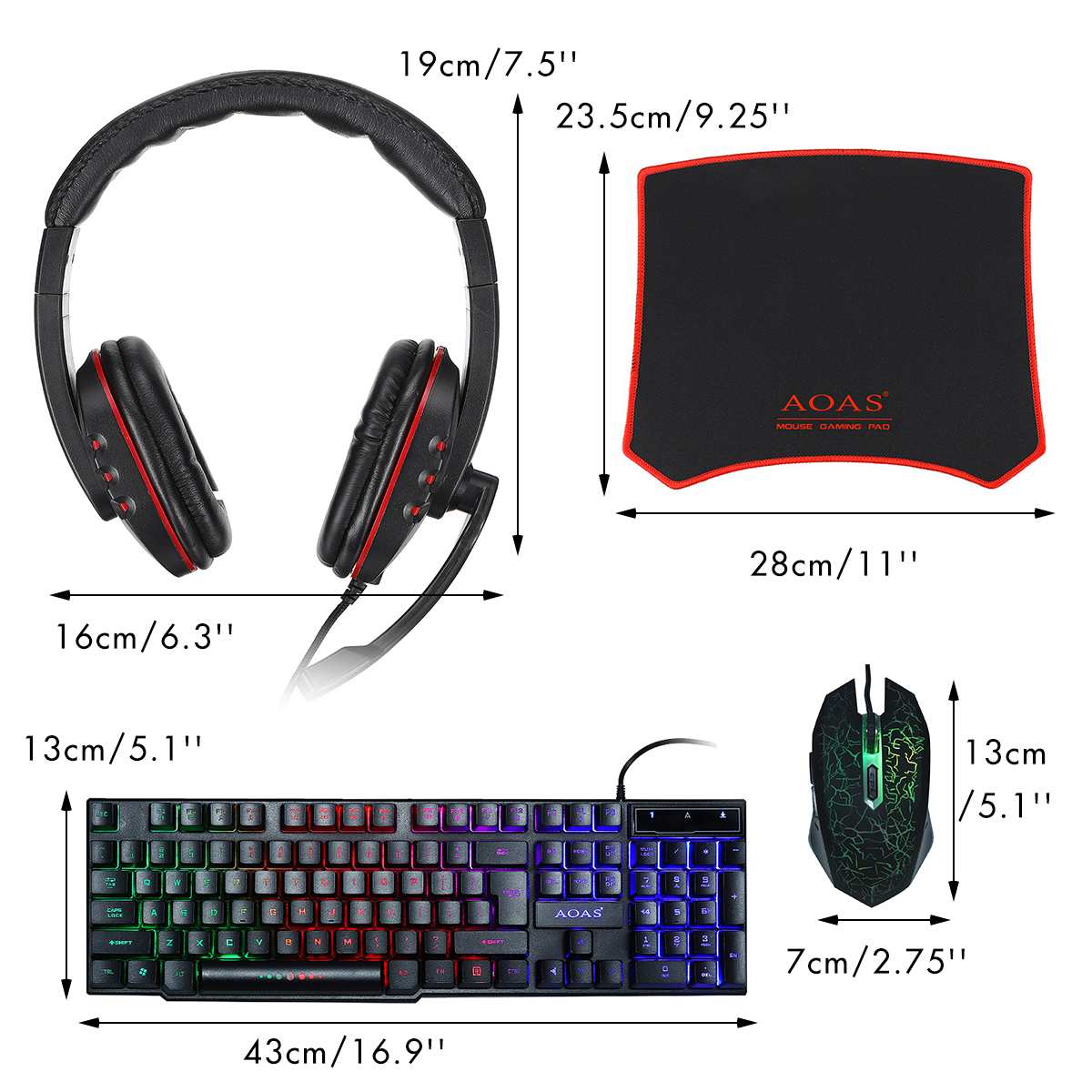4pcs Gaming keyboard and Mouse Wired backlight 3-mode DPI Adjustable Gamer Mouse kit keyboard headphones Sets for PC Laptop: DPI adjustable