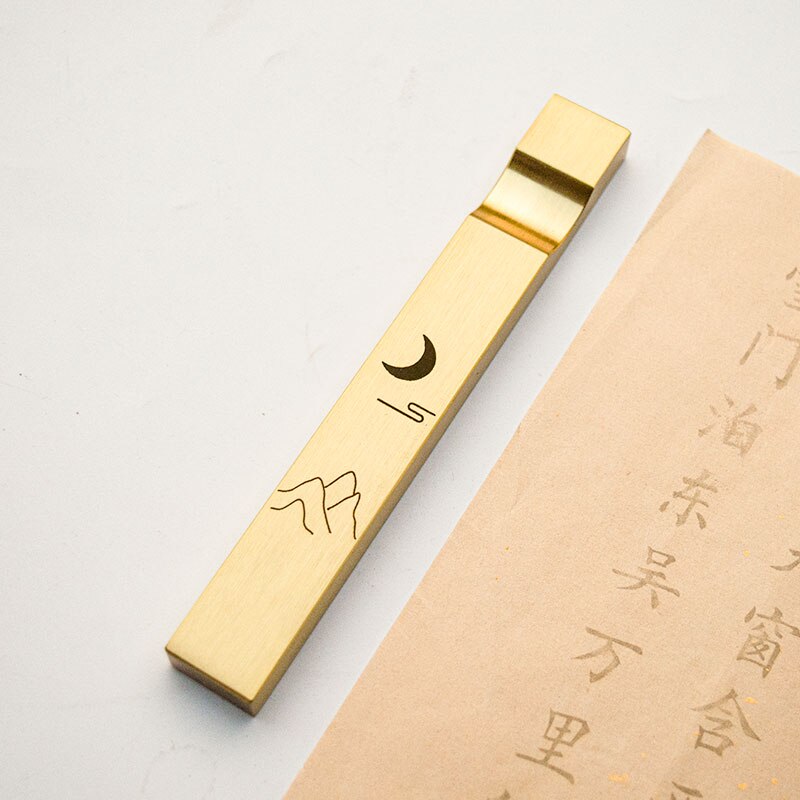 Brass Paperweights Chinese Calligraphy Painting Paperweights Pisa Papeles Grooved Paperweight Brush Rest Paper Pressing Prop: B 1pcs