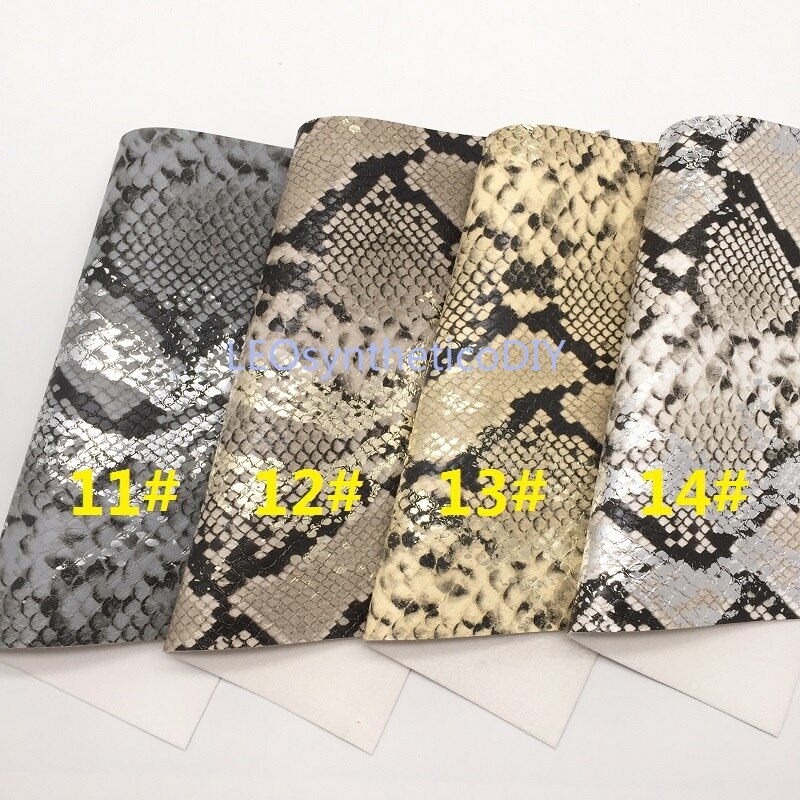 Tela metálica de piel sintética de serpiente, hojas de cuero sintético, para hacer lazos, R2033A, 21x29cm, 1 unidad