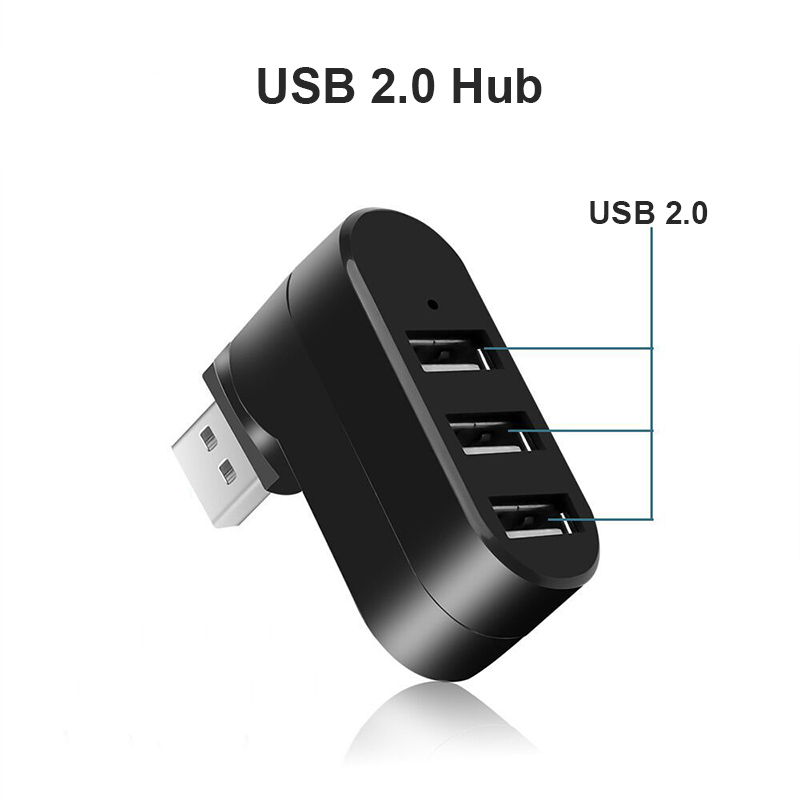 HUB USB 2.0 OULLX 180 ° Przedłużacz adaptera obrotowego Mini rozdzielacz 1 do 3 portów Szybkie USB 2.0 do komputera PC Laptop